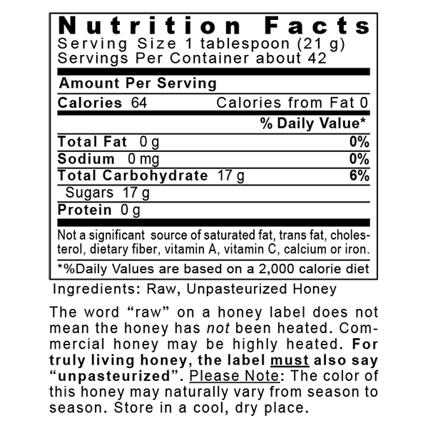 Quantum Raw Honey (Wildland Gold) - 1 lb