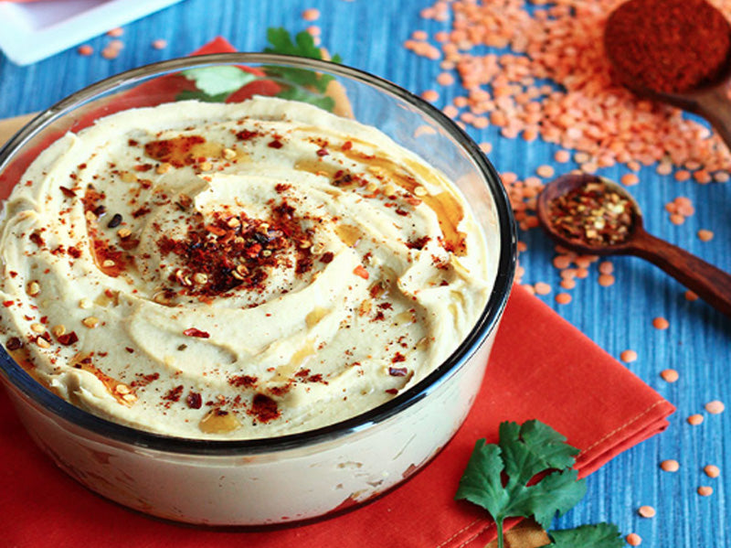 Roasted Garlic Red Lentil Hummus ChocolaTree Organic Oasis