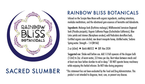 Rainbow Bliss Botanicals, Tincture, Sacred Slumber, 2oz